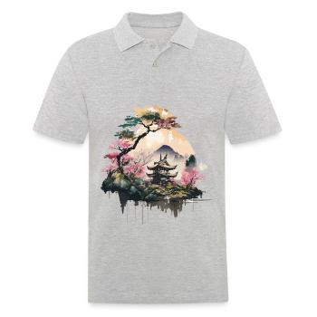 Paysage japonais - Polo Homme - gris chiné - Devant - Kai (181cm)