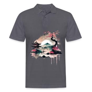 Lever de soleil japonais - Polo Homme - charbon - Devant - Nico (186cm)
