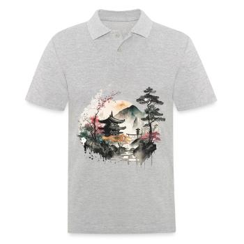 Sakura - Men's Polo Shirt - heather grey - Front - Kai (181cm)
