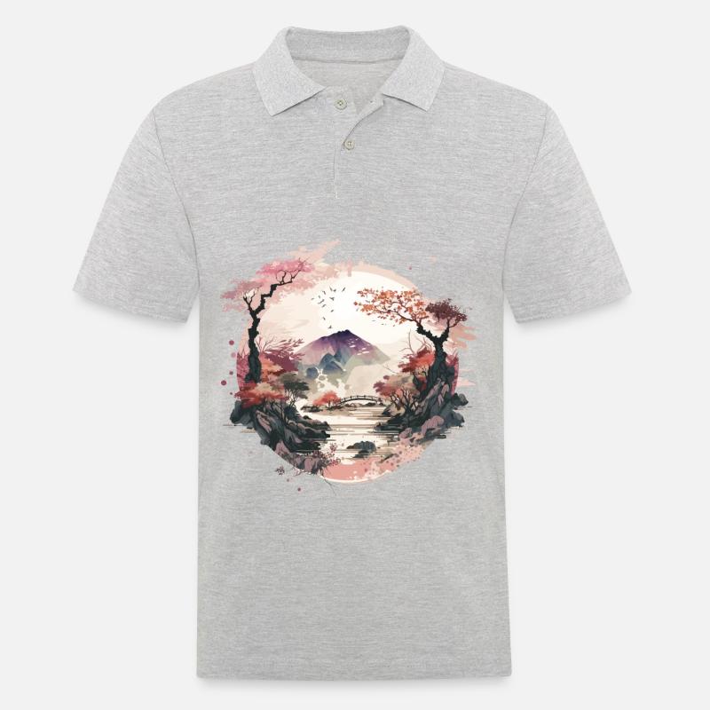 Zen-Garten - Männer Poloshirt - Grau meliert