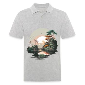 Sunrise Artwork - Men's Polo Shirt - heather grey - Front - Kai (181cm)