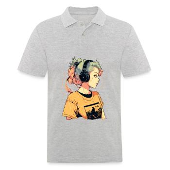 Chill Music Girl - Männer Poloshirt - Grau meliert - Vorne - Kai (181cm)