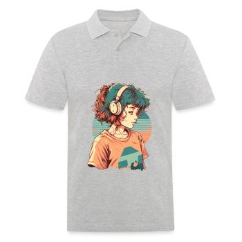 Lofi und Chill - Männer Poloshirt - Grau meliert - Vorne - Kai (181cm)