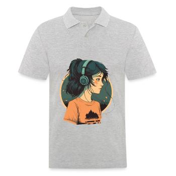 Süßes Anime-Mädchen - Männer Poloshirt - Grau meliert - Vorne - Kai (181cm)