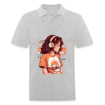 Low Fidelity Girl - Men's Polo Shirt - heather grey - Front - Kai (181cm)
