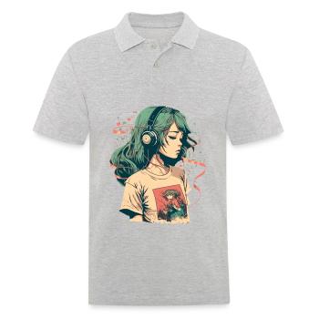 Study Girl Listening to Music - Men's Polo Shirt - heather grey - Front - Kai (181cm)