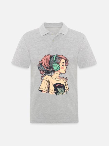 Lofi Beats - Polo Homme - gris chiné