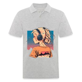 Vaporwave Anime Mädchen - Männer Poloshirt - Grau meliert - Vorne - Kai (181cm)