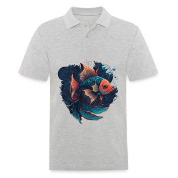 Schöne Fisch Illustration - Männer Poloshirt - Grau meliert - Vorne - Kai (181cm)