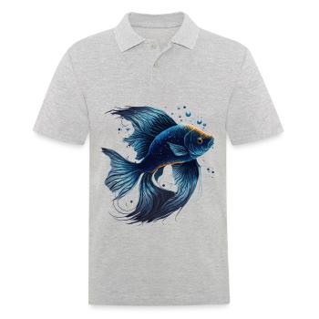 Blauer Fisch - Männer Poloshirt - Grau meliert - Vorne - Kai (181cm)