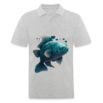 Fliegenfischen - Männer Poloshirt - Grau meliert - Vorne - Kai (181cm)