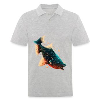 Fisch Liebe - Männer Poloshirt - Grau meliert - Vorne - Kai (181cm)