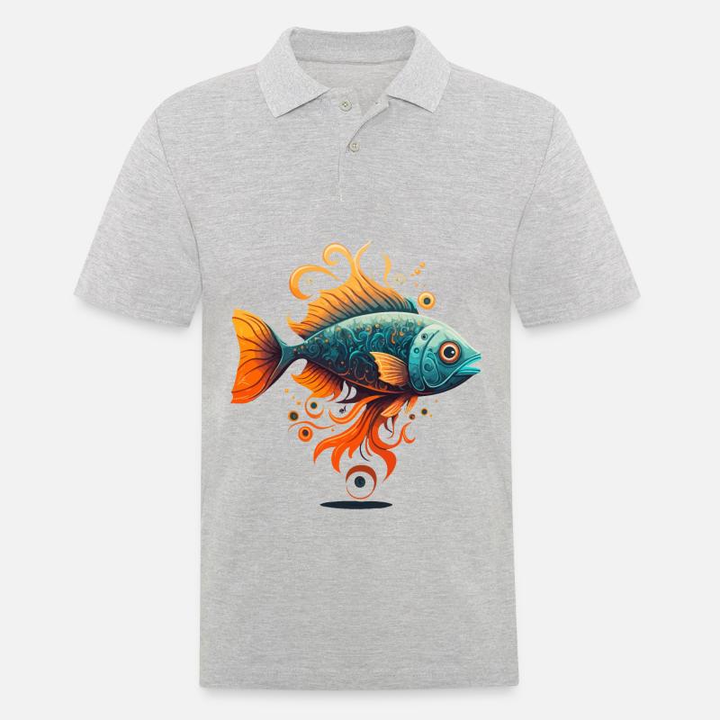 Drachenfisch - Männer Poloshirt - Grau meliert