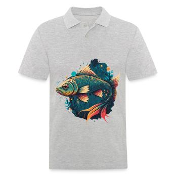 Angeln - Männer Poloshirt - Grau meliert - Vorne - Kai (181cm)