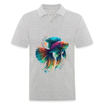 Aquarienfisch - Männer Poloshirt - Grau meliert - Vorne - Kai (181cm)