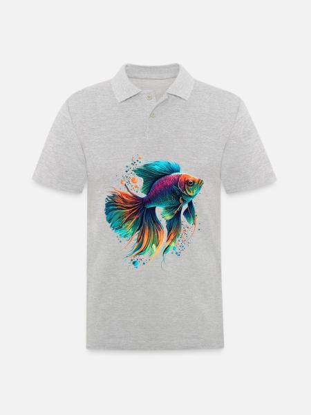 Aquarienfisch - Männer Poloshirt - Grau meliert