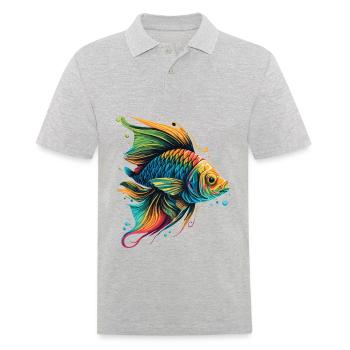 Einzigartiger Fisch - Männer Poloshirt - Grau meliert - Vorne - Kai (181cm)