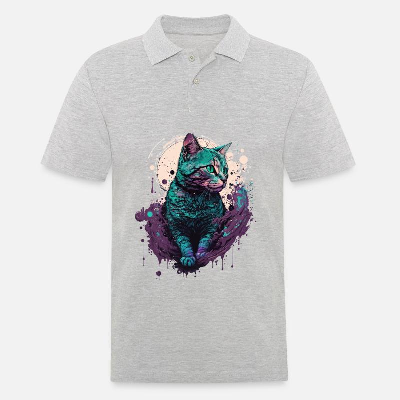 Geschnittene Katze - Männer Poloshirt - Grau meliert