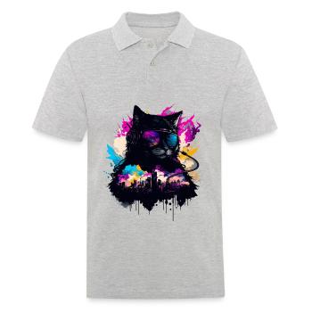 Dark Dj Katze - Männer Poloshirt - Grau meliert - Vorne - Kai (181cm)