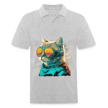 Sandkatze - Männer Poloshirt - Grau meliert - Vorne - Kai (181cm)