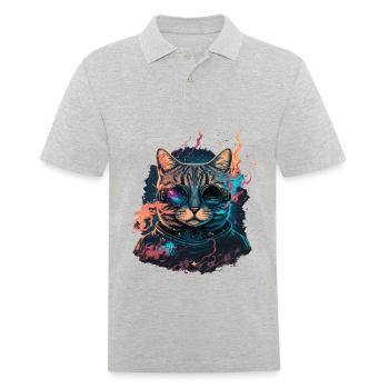 Chat Galaxy - Polo Homme - gris chiné - Devant - Kai (181cm)