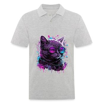 Vaporcat - Männer Poloshirt - Grau meliert - Vorne - Kai (181cm)