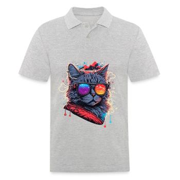 Electronic Cat - Men's Polo Shirt - heather grey - Front - Kai (181cm)