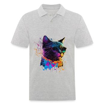 Colorful Cat - Men's Polo Shirt - heather grey - Front - Kai (181cm)