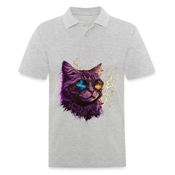 Thunder Cat Illustration - Männer Poloshirt - Grau meliert - Vorne - Kai (181cm)