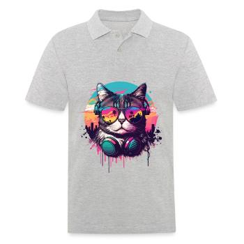 Miami Beach Cat - Men's Polo Shirt - heather grey - Front - Kai (181cm)