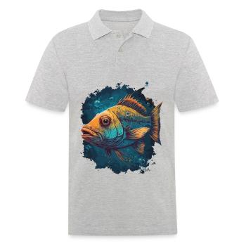 Fische, die im Meer leben - Männer Poloshirt - Grau meliert - Vorne - Kai (181cm)