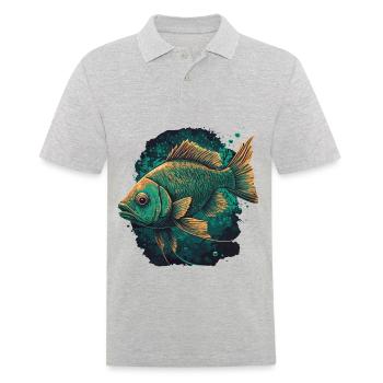 Œuvre d’art sur les poissons - Polo Homme - gris chiné - Devant - Kai (181cm)