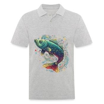 Colorful Fish Artwork - Men's Polo Shirt - heather grey - Front - Kai (181cm)