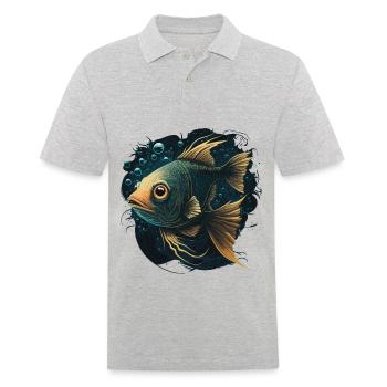 Niedlicher Fisch - Männer Poloshirt - Grau meliert - Vorne - Kai (181cm)