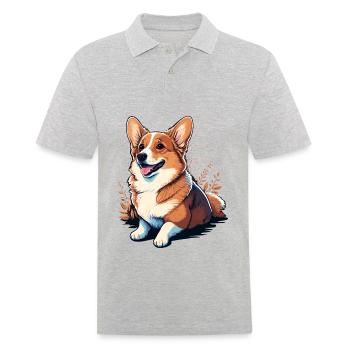 Entzückend aussehender Corgi - Männer Poloshirt - Grau meliert - Vorne - Kai (181cm)