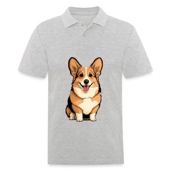 Mignon assis Corgi - Polo Homme - gris chiné - Devant - Kai (181cm)