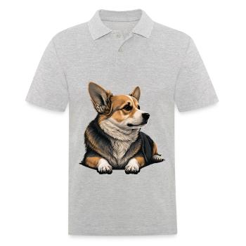 Corgi relaxant - Polo Homme - gris chiné - Devant - Kai (181cm)