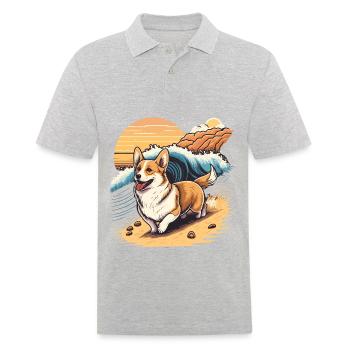 Corgi avec les vagues - Polo Homme - gris chiné - Devant - Kai (181cm)