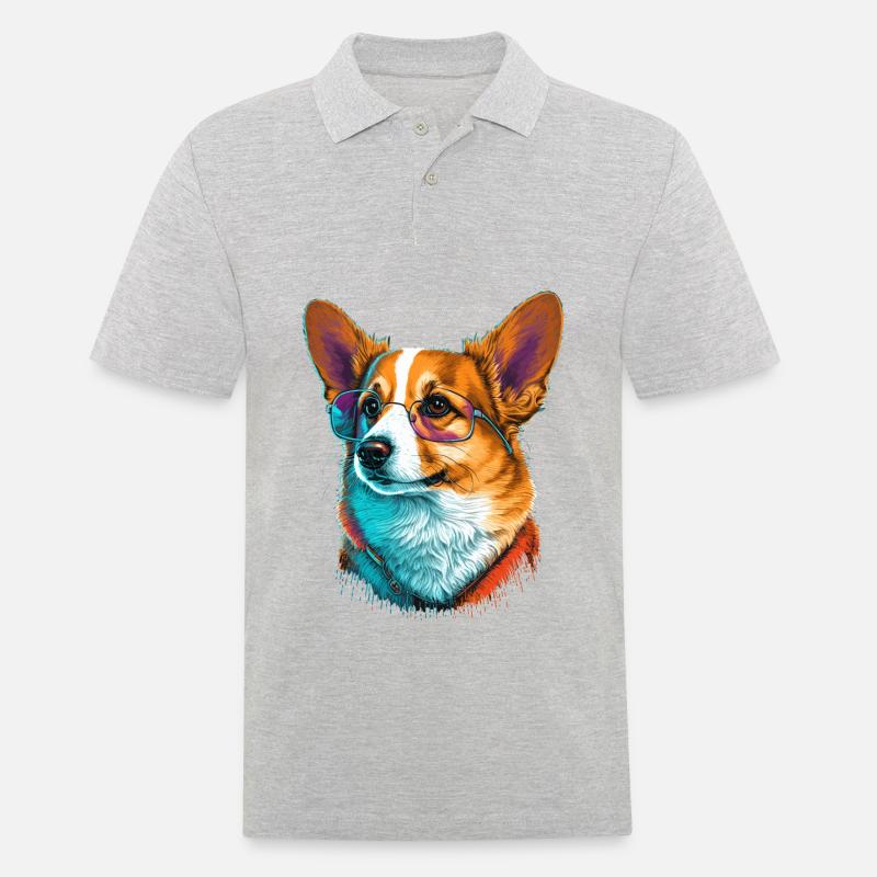 Brillanter Corgi - Männer Poloshirt - Grau meliert