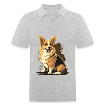 Sehr süßer Corgi - Männer Poloshirt - Grau meliert - Vorne - Kai (181cm)