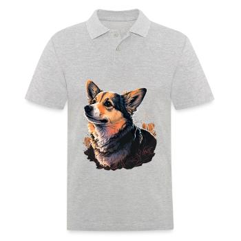 delightful Corgi - Men's Polo Shirt - heather grey - Front - Kai (181cm)