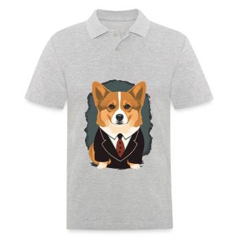 Corgi Dessin Art - Polo Homme - gris chiné - Devant - Kai (181cm)