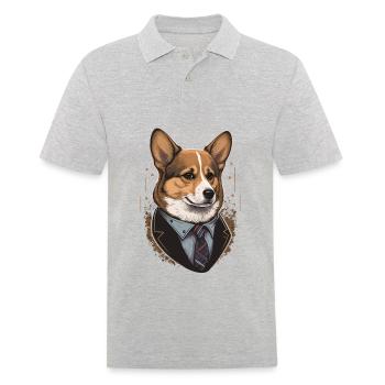 Vintage Stil Corgi Illustration - Männer Poloshirt - Grau meliert - Vorne - Kai (181cm)