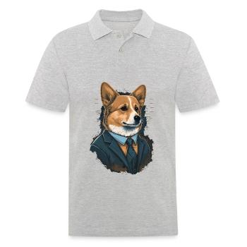 Simple Corgi Art en costume - Polo Homme - gris chiné - Devant - Kai (181cm)