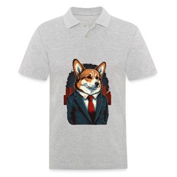 Elegante Corgi-Kunst im Anzug - Männer Poloshirt - Grau meliert - Vorne - Kai (181cm)