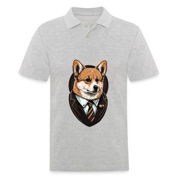 Brown Corgi Art en costume - Polo Homme - gris chiné - Devant - Kai (181cm)