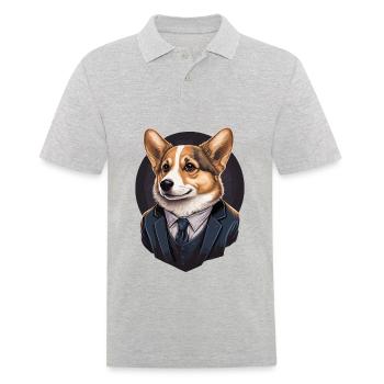 Chien Corgi parfait - Polo Homme - gris chiné - Devant - Kai (181cm)