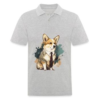 Corgi im weißen Anzug - Männer Poloshirt - Grau meliert - Vorne - Kai (181cm)