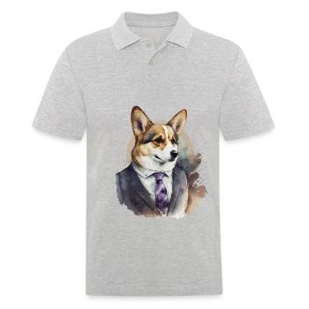 Corgi élégant - Polo Homme - gris chiné - Devant - Kai (181cm)