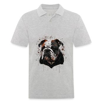 Tête de bouledogue noir - Polo Homme - gris chiné - Devant - Kai (181cm)